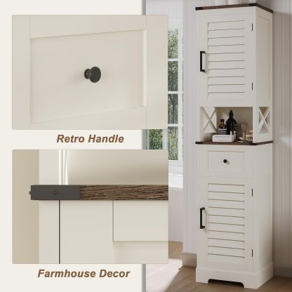 Farmhouse Storage Cabinet, Tall Bathroom Storage Cabinet with Door&Adjustable Shelves