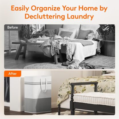 2 Pack 80L Large Freestanding Laundry Hamper, Collapsible Laundry Basket with Easy Carry Handles, Waterproof Tall Clothes Hamper