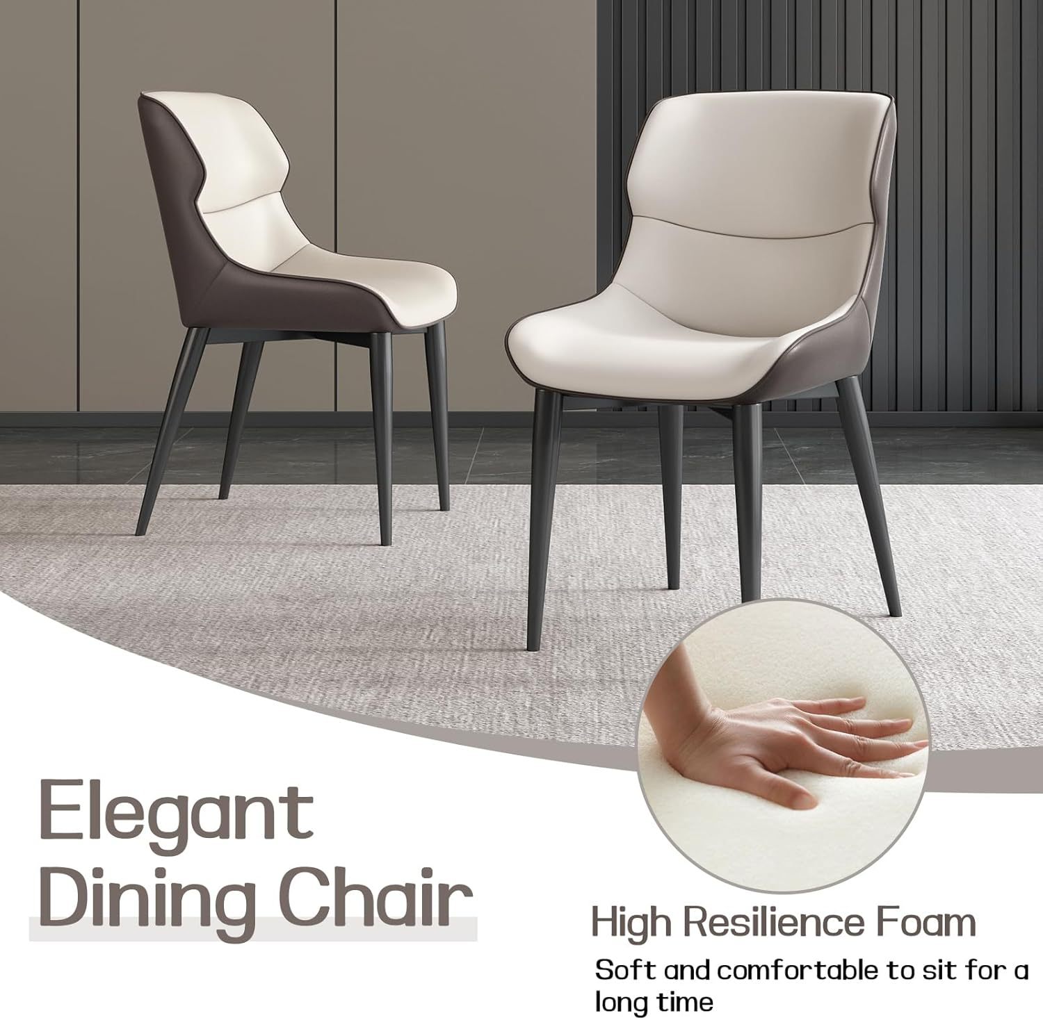 Round Dining Table Set for 4, Black Dining Room Table with 4 Chairs, Comfy Ergonomic Dining Chairs