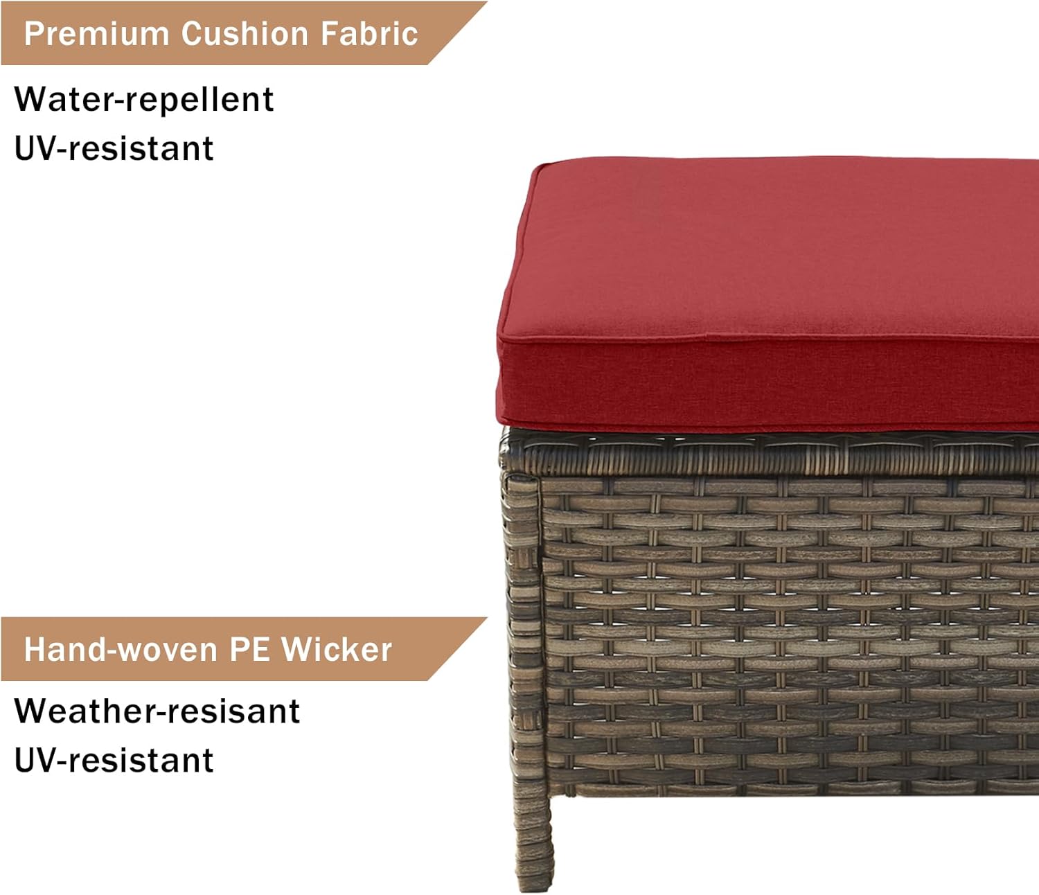 5 Piece Outdoor Patio Furniture Set Wicker Conversation Bistro Set Swivel Rocking Chairs with Side Table and Ottomans