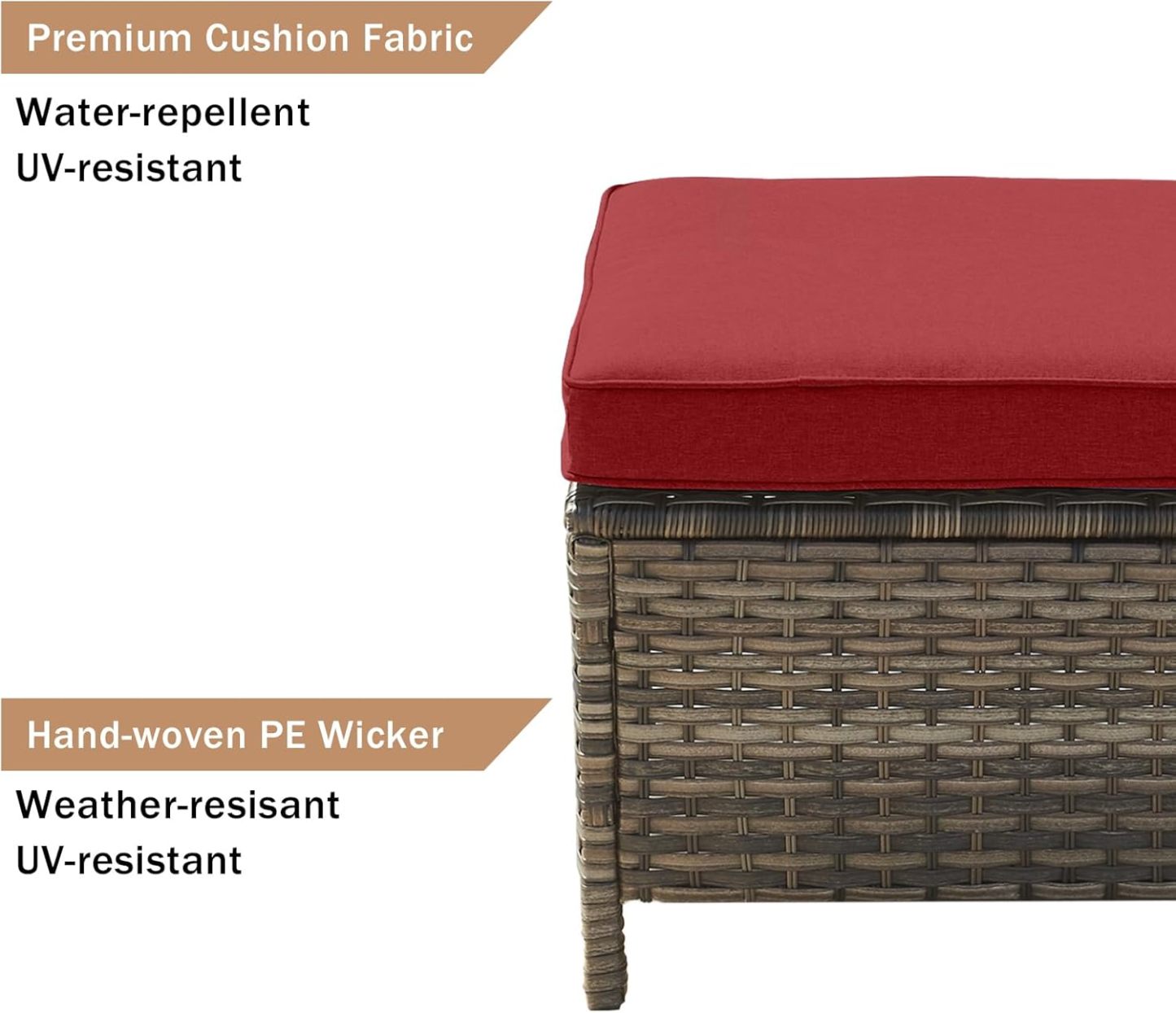 5 Piece Outdoor Patio Furniture Set Wicker Conversation Bistro Set Swivel Rocking Chairs with Side Table and Ottomans