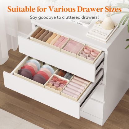 24 Pack Drawer Organizer, Dresser Underwear Drawer Organizer Bins, Foldable Fabric Closet Organizers, Storage Drawer Dividers