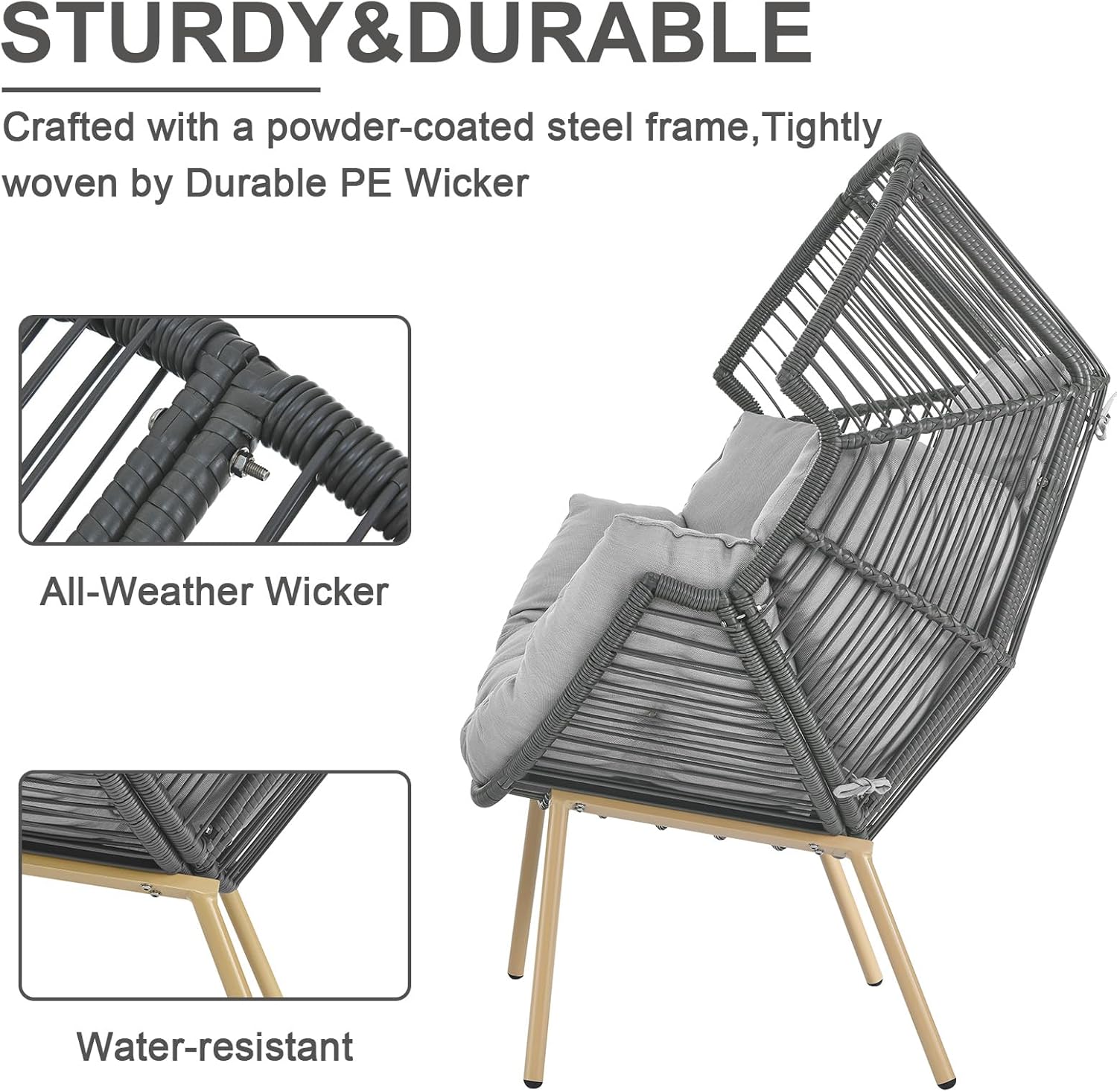 Egg Chair Oversized Outdoor Lounger Wicker Egg Basket Chair with Stand Cushions for Patio Backyard Bedroom Living Room 350LB Capacity