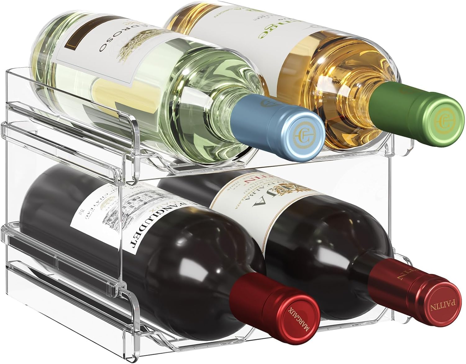 Plastic Stackable Wine Rack for Refrigerator, Cabinet, Countertop,Wine Bottle Holder