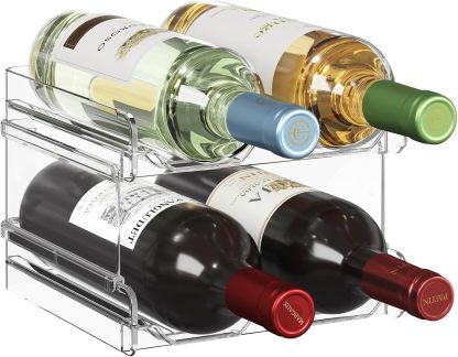 Plastic Stackable Wine Rack for Refrigerator, Cabinet, Countertop,Wine Bottle Holder