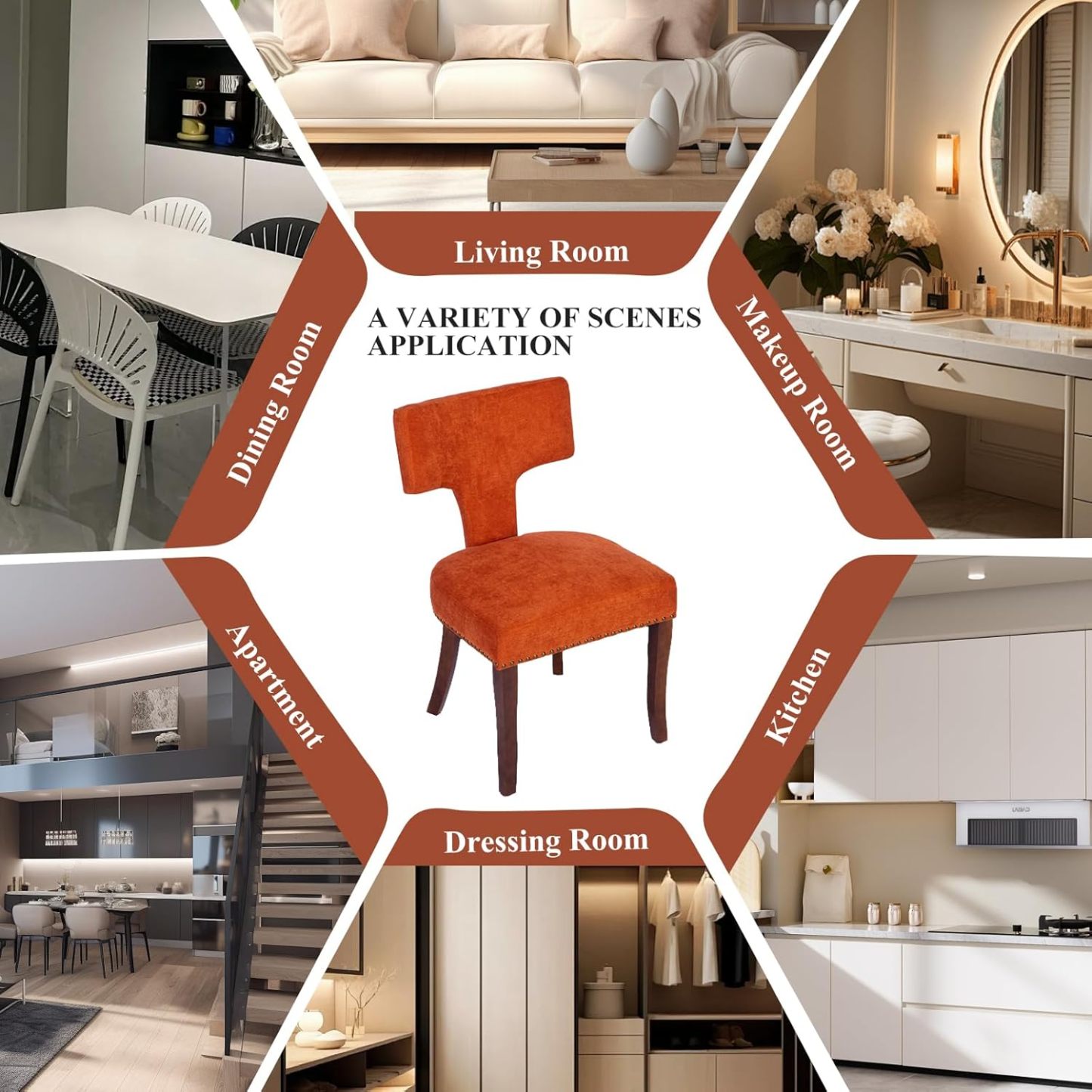 Mid Century Dining Chairs Set of 2, Linen Upholstered Side Chairs with Nailhead Trim, Leisure Accent Chairs