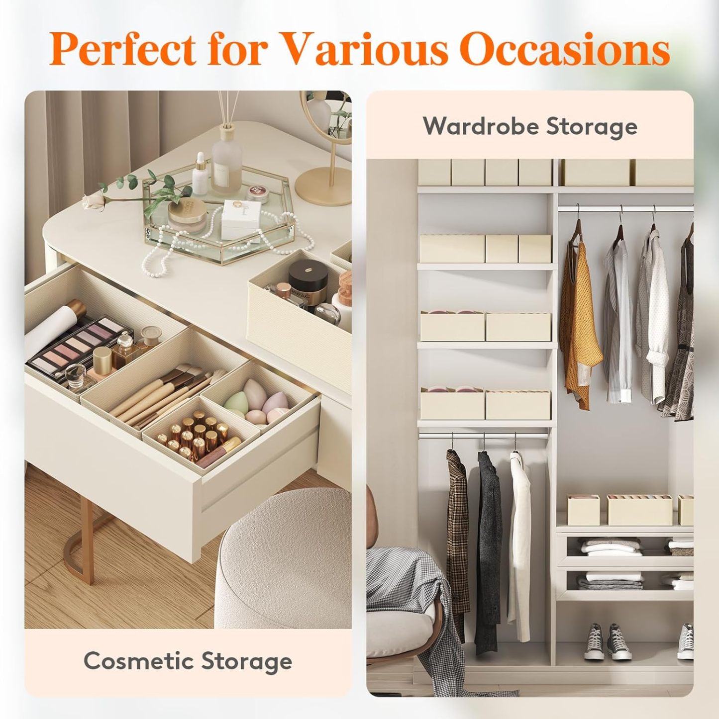 24 Pack Drawer Organizer, Dresser Underwear Drawer Organizer Bins, Foldable Fabric Closet Organizers, Storage Drawer Dividers