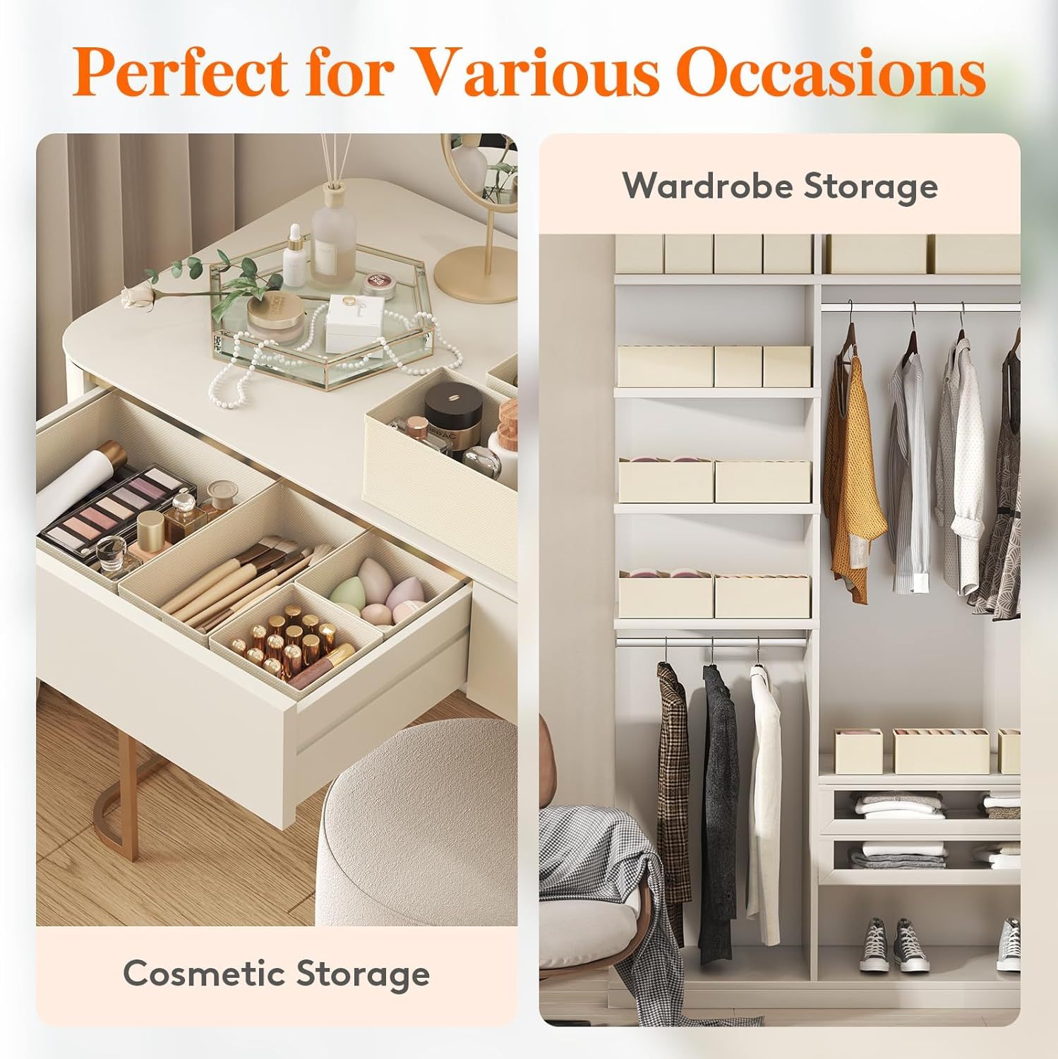 24 Pack Drawer Organizer, Dresser Underwear Drawer Organizer Bins, Foldable Fabric Closet Organizers, Storage Drawer Dividers