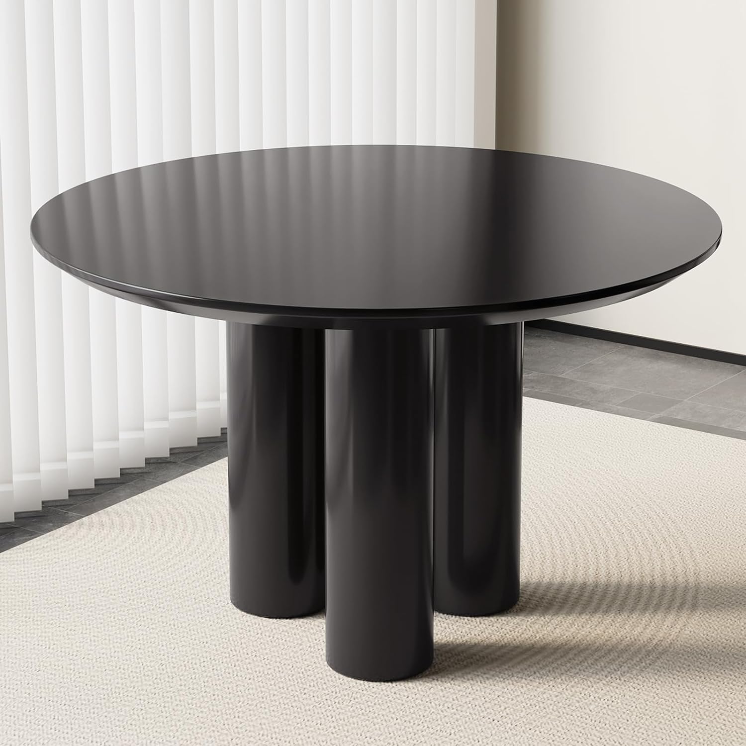 47" Small Dining Table for 2,4, Modern Dining Room Table wtih 3 Sturdy Legs, Round Kitchen Table