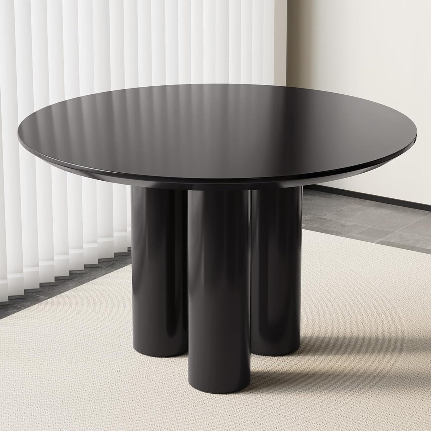 47" Small Dining Table for 2,4, Modern Dining Room Table wtih 3 Sturdy Legs, Round Kitchen Table