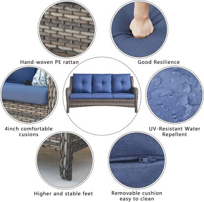 7pcs Patio Furniture Set Swivel Rocker Patio Chairs,PE Wicker Outdoor Sofa Set of 2 with Coffee Table and Ottomans