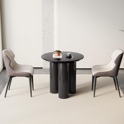 Black Round Kitchen Table for 2, 31.5" Small Modern Dining Room Table wtih 3 Sturdy Legs, 2 Seat Round Dining Table