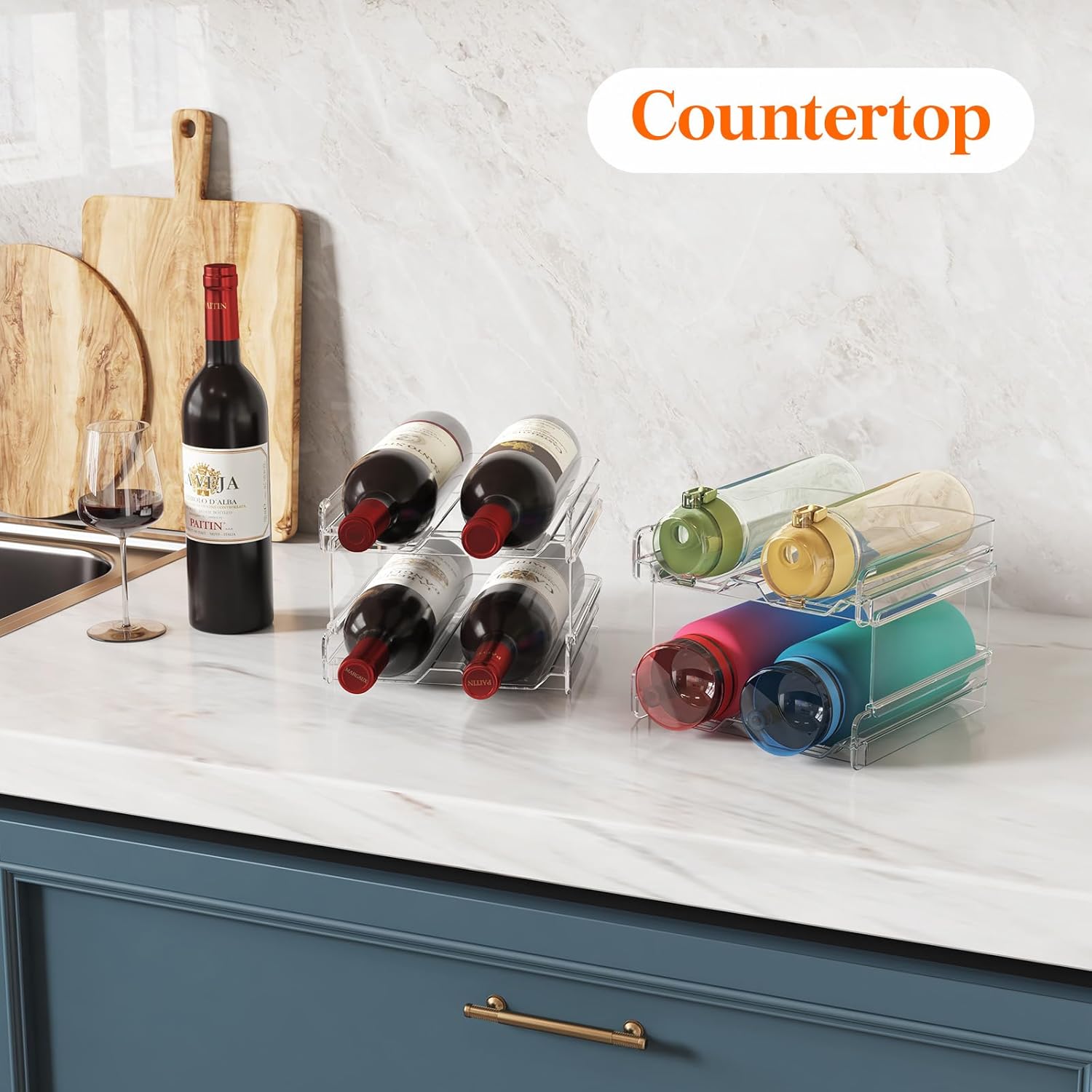 Plastic Stackable Wine Rack for Refrigerator, Cabinet, Countertop,Wine Bottle Holder