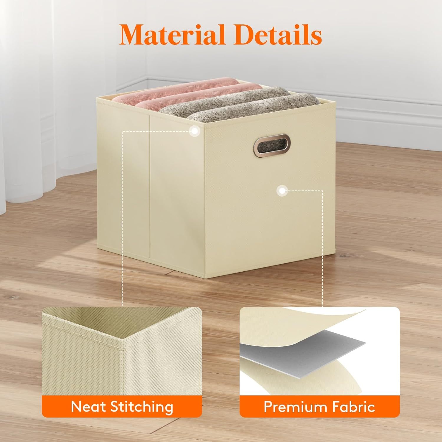 13 Inch Cube Storage Bins, 6 Packs Cube Storage Organizer, Foldable Decorative Fabric Storage Baskets