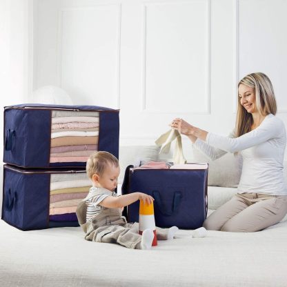 Large Capacity Clothes Storage Bag Organizer with Reinforced Handle Thick Fabric for Comforters, Blankets, Bedding