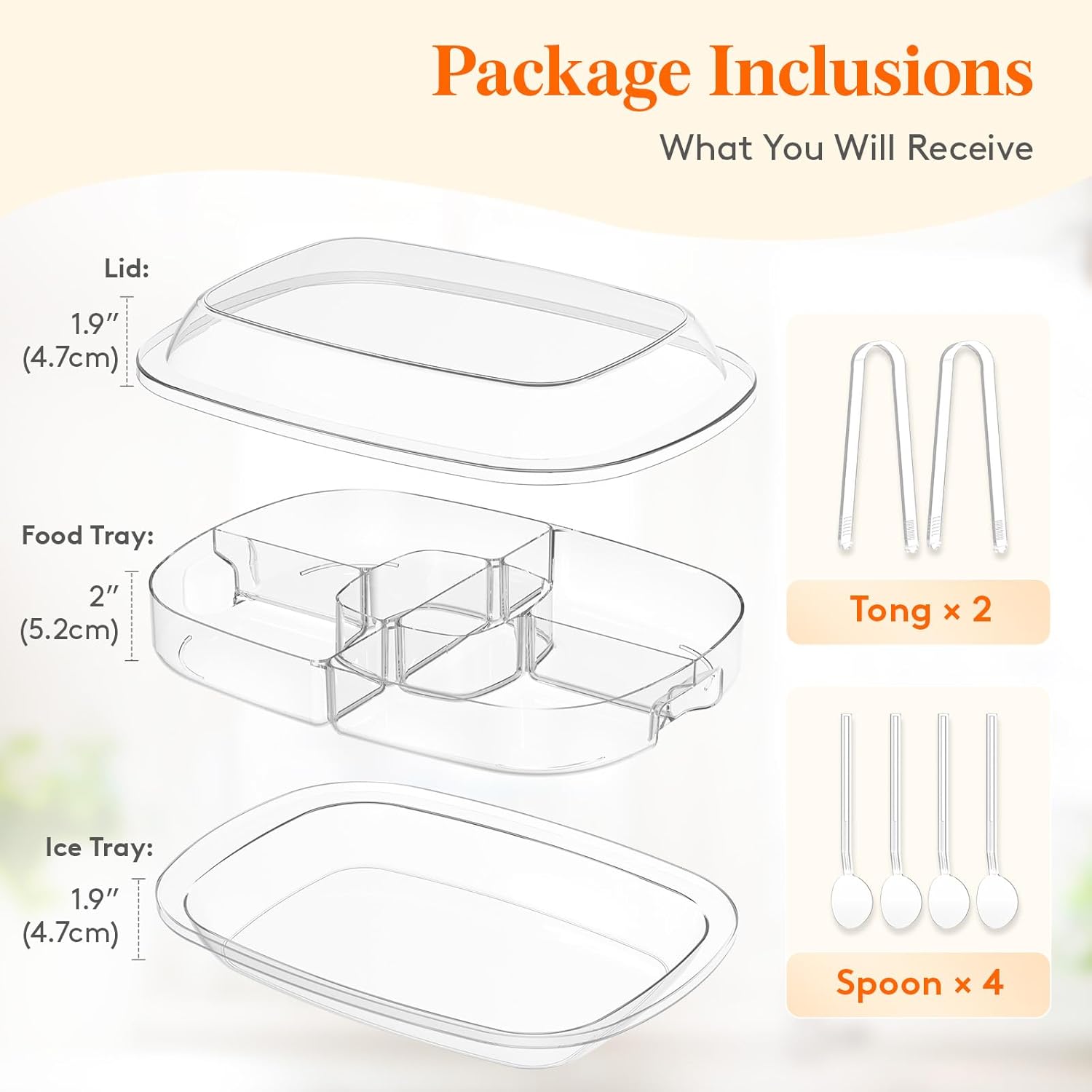 Chilled Serving Tray with Lid, 15" Shrimp Cocktail Platter with 6 Compartments, Divided Serving Bowl