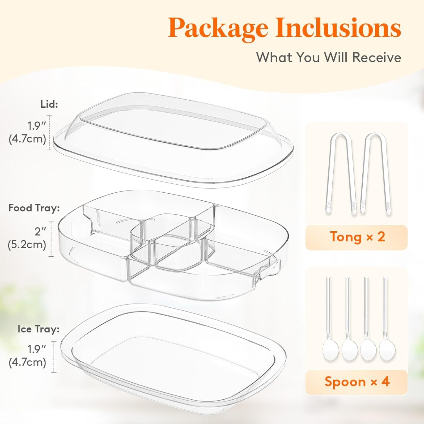 Chilled Serving Tray with Lid, 15" Shrimp Cocktail Platter with 6 Compartments, Divided Serving Bowl