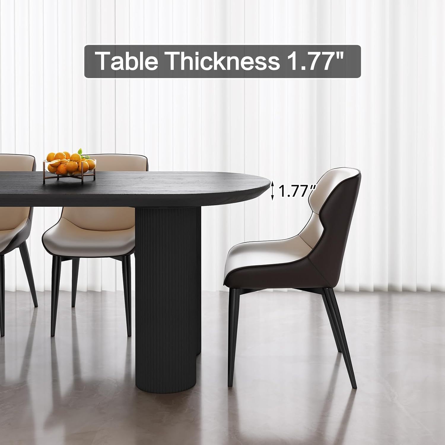 Black Oval Dining Table for 2-4, 55.11" Modern Funky Kitchen Table with Powerful Ripple Support Legs for Dining Room, Kitchen, Home Office