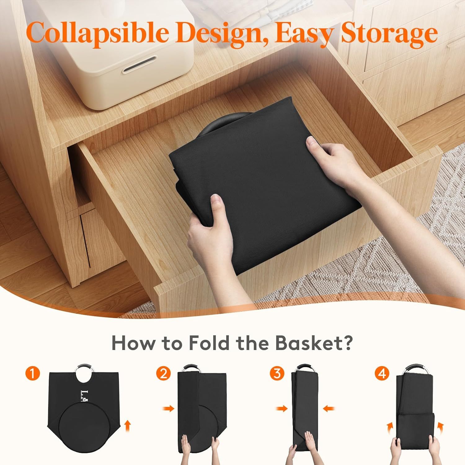 100L 2-Pack Large Laundry Basket, Collapsible Laundry Hamper with Aluminum Handles, Waterproof Freestanding Dirty Clothes Hampers