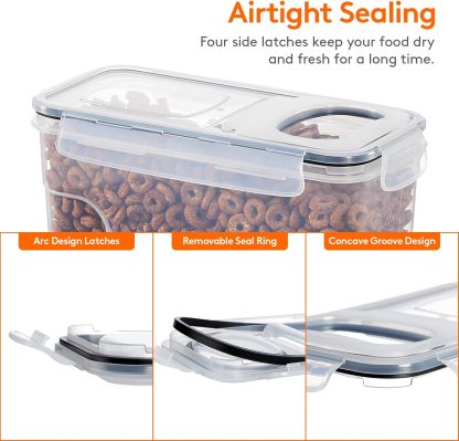 4L(135oz) Cereal Containers Storage with Flip-Top Lids, 4pcs Airtight Food Storage Canister Sets with Label Stickers for Kitchen Pantry Counter Organization