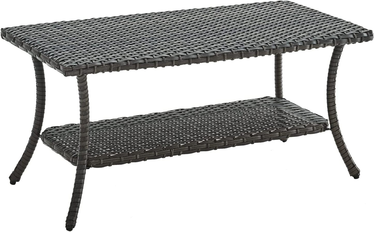 Wicker Patio Coffee Table,Rattan Outdoor Coffee Table with 2-Layer Storage Furniture Tables for Garden,Porch,Backyard