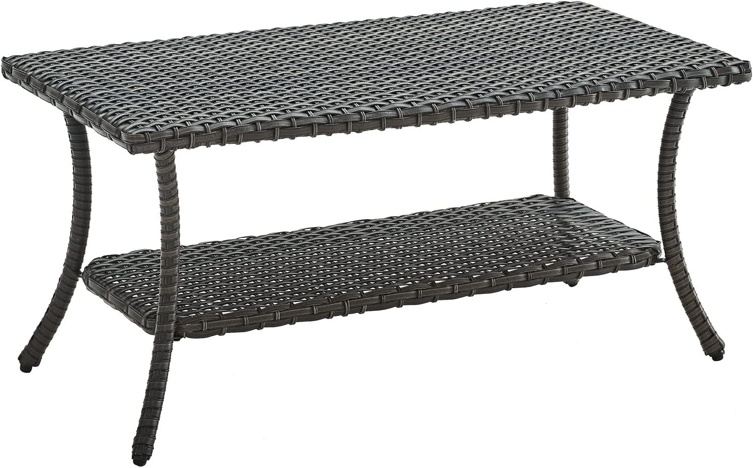 Wicker Patio Coffee Table,Rattan Outdoor Coffee Table with 2-Layer Storage Furniture Tables for Garden,Porch,Backyard