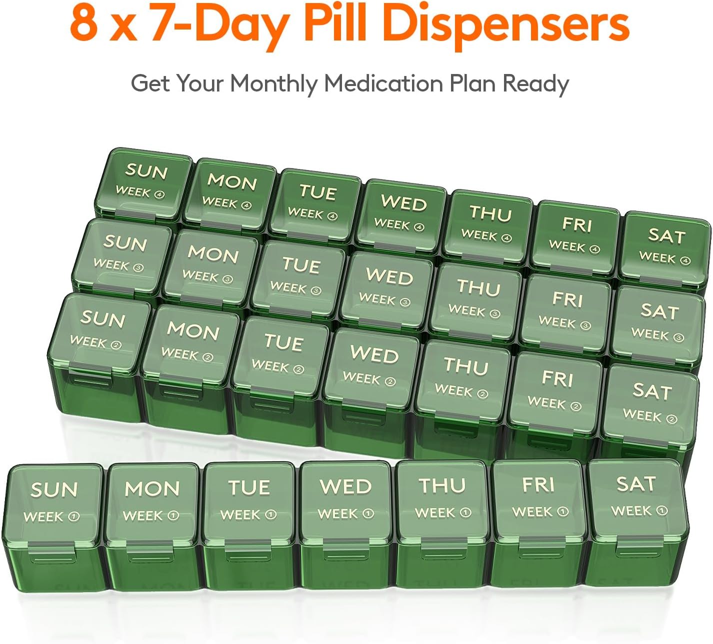 Monthly Pill Organizer, 28 Day Pill Box, 4 Weeks One Month Pill Cases, Large Compartments Medicine Organizer