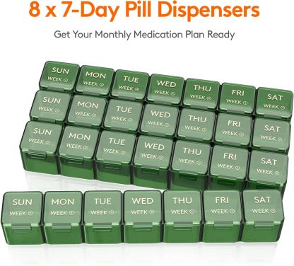 Monthly Pill Organizer, 28 Day Pill Box, 4 Weeks One Month Pill Cases, Large Compartments Medicine Organizer