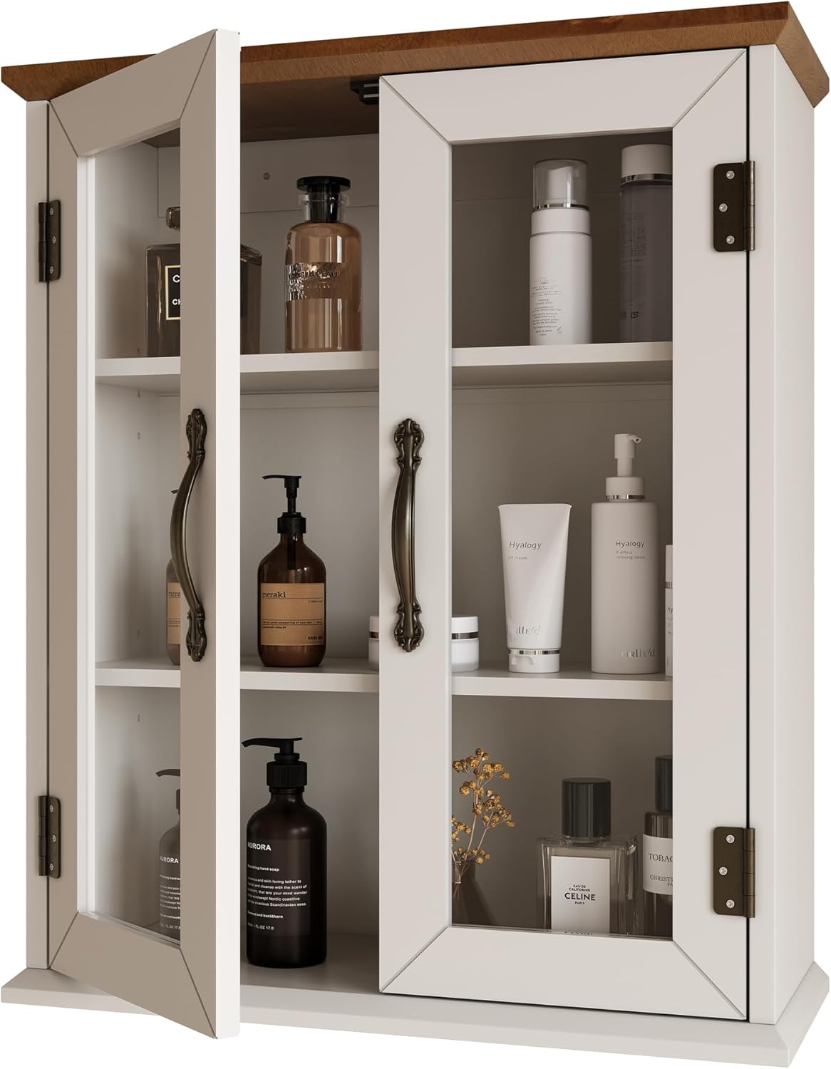 Wood Medicine Cabinet with Acrylic Doors, Bathroom Wall Cabinet with Adjustable Shelves Over The Toilet