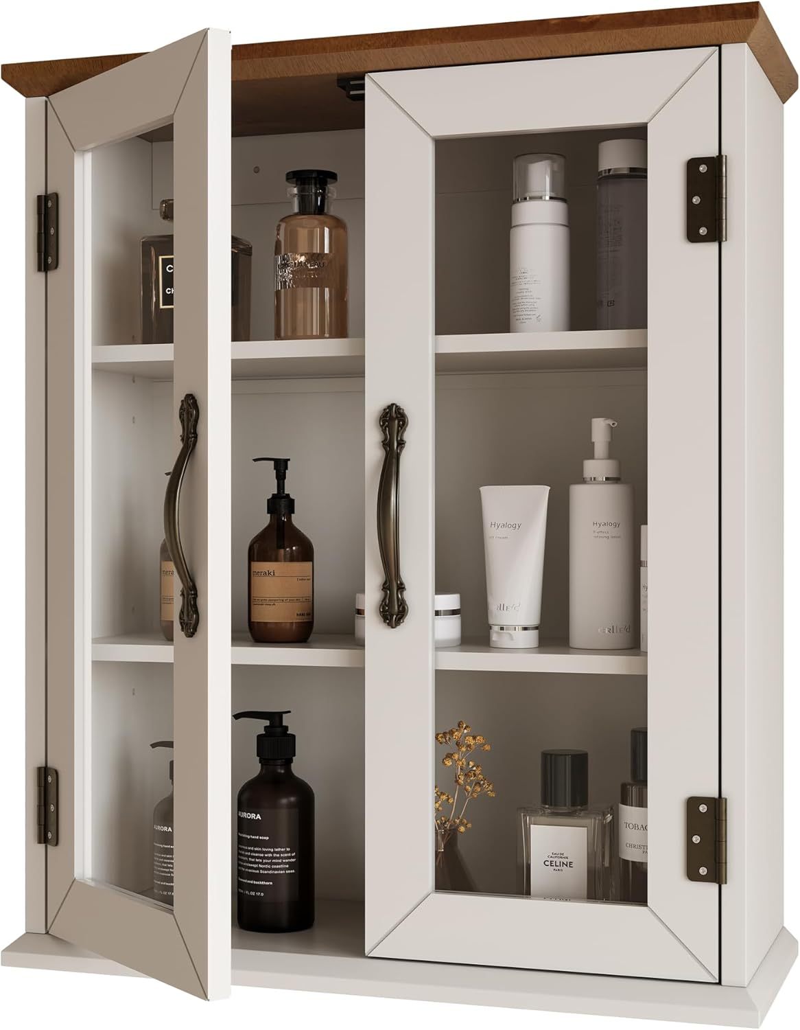 Wood Medicine Cabinet with Acrylic Doors, Bathroom Wall Cabinet with Adjustable Shelves Over The Toilet