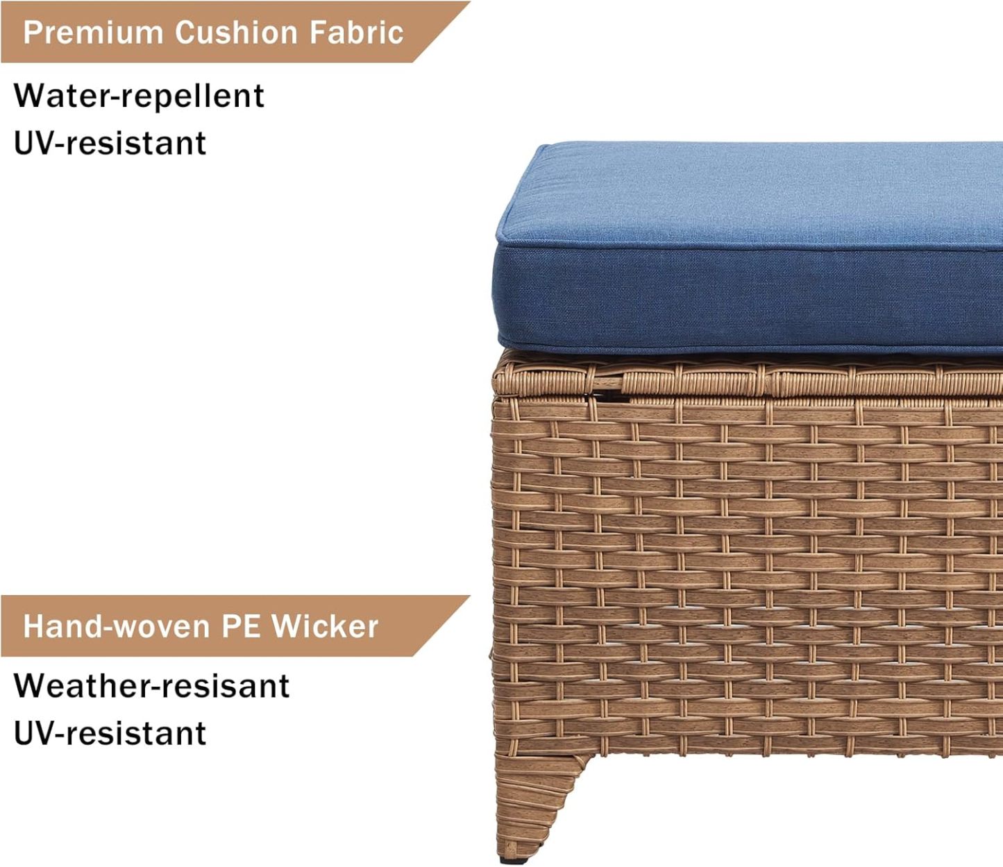 Patio Furniture 7 Pieces Outdoor Furniture Set PE Wicker Patio Couch with Swivel Rocker Chairs,Patio Ottomans,Outdoor Tables