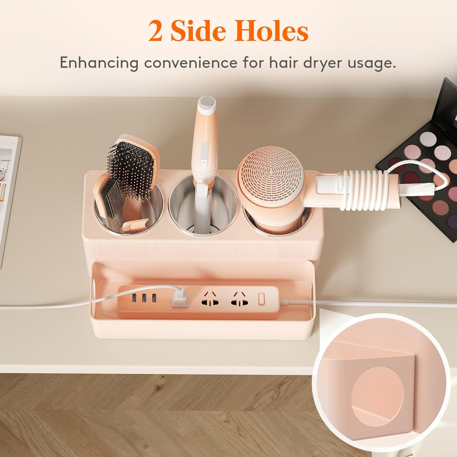 Hair Tool Organizer, Hair Blow Dryer Holder Countertop, Removable Acrylic Hair Brush Storage Stand