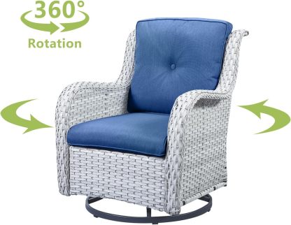 6 Pieces Outdoor Patio Furniture Set Wicker Swivel Patio Chairs with Ottomans 2 Seater