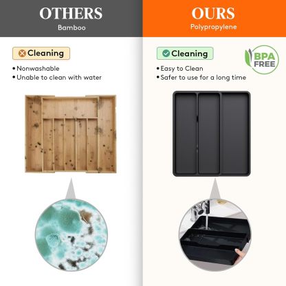 Utensil Drawer Organizer, Expandable Cooking Silverware Tray for Kitchen Drawer, Adjustable Cutlery Flatware Holder