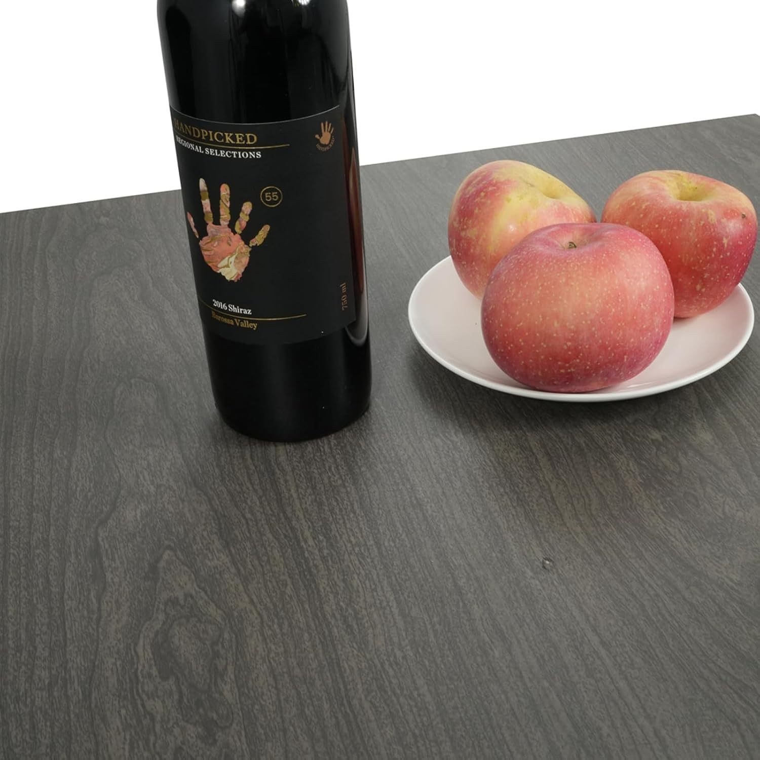 Outdoor Side Table for Patio Furniture Set Imitation Wood Grain Metal Table Top End Table Adjustment Legs