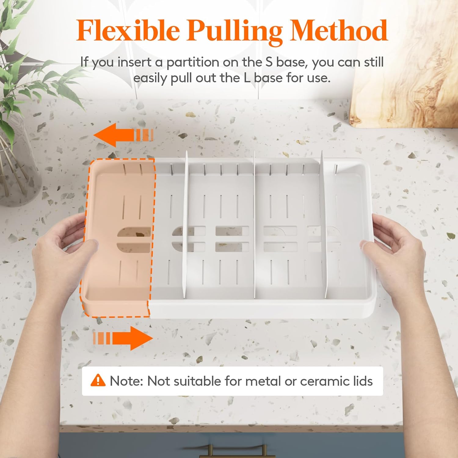 Lid Organizers for Cabinet Adjustable, Extra Large 13-24" Food Storage Container Lid Divider with 8 Inserts & 21 Compartments