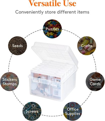 Photo Storage Box 5x7 Photo Case, 7 Inner Photo Keeper, Clear Photo Boxes Storage, Seed Organizer Craft Storage Box