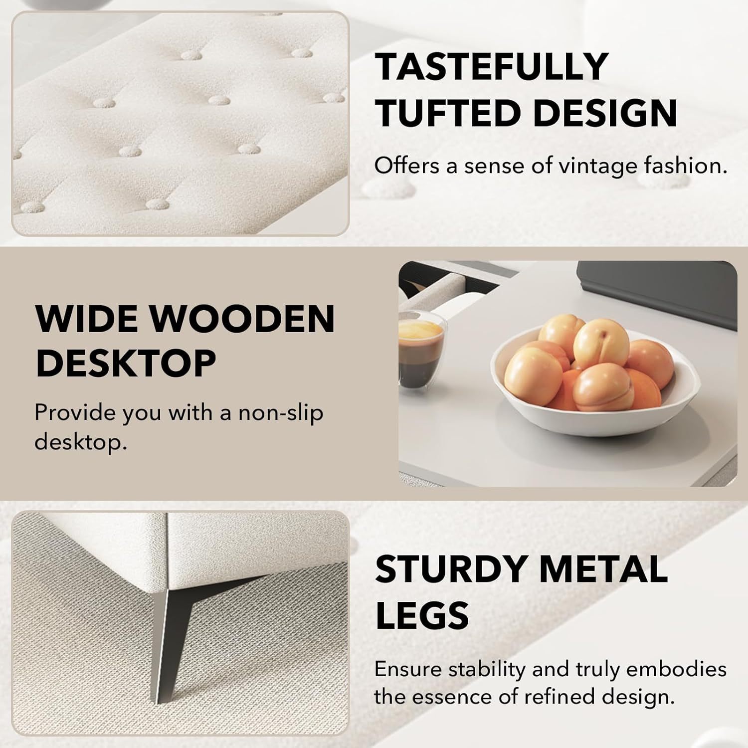 Square Storage Ottoman Bench, Linen Upholstered Coffee Table with Lift Top, Oversized End Bed Bench with Metal Legs