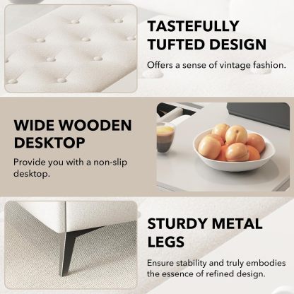 Square Storage Ottoman Bench, Linen Upholstered Coffee Table with Lift Top, Oversized End Bed Bench with Metal Legs