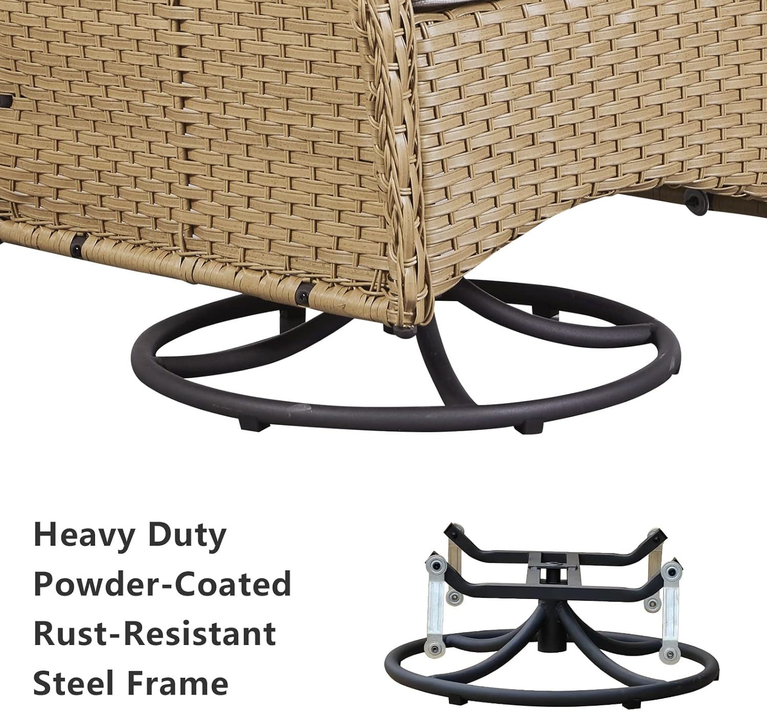 5-Piece Patio Furniture Wicker Outdoor Conversation Set,All-Weather Rattan Swivel Chairs Bistro Set with Loveseat Coffee Table for Backyard