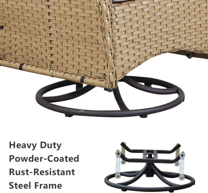 5-Piece Patio Furniture Wicker Outdoor Conversation Set,All-Weather Rattan Swivel Chairs Bistro Set with Loveseat Coffee Table for Backyard