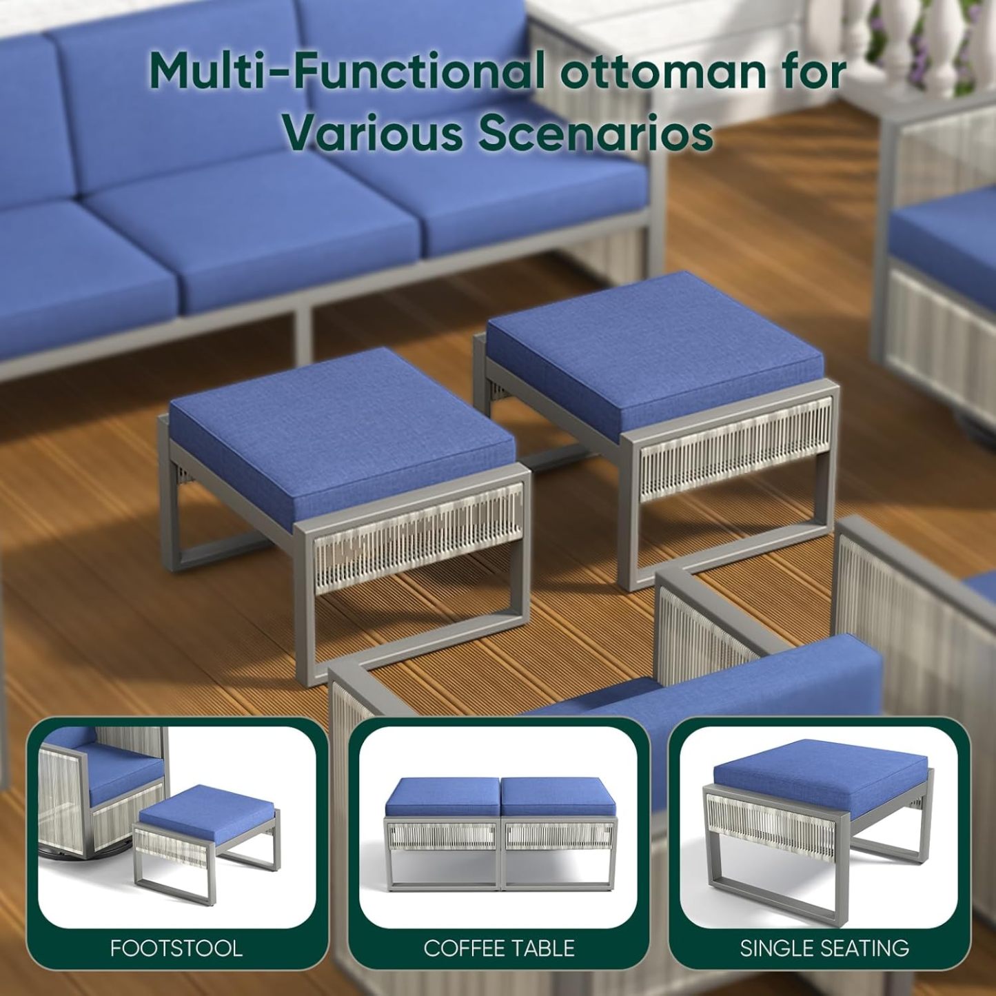 5 Piece Patio Furniture Set High Back Outdoor Couch with Outdoor Rocking Chair Wicker Outdoor Furniture