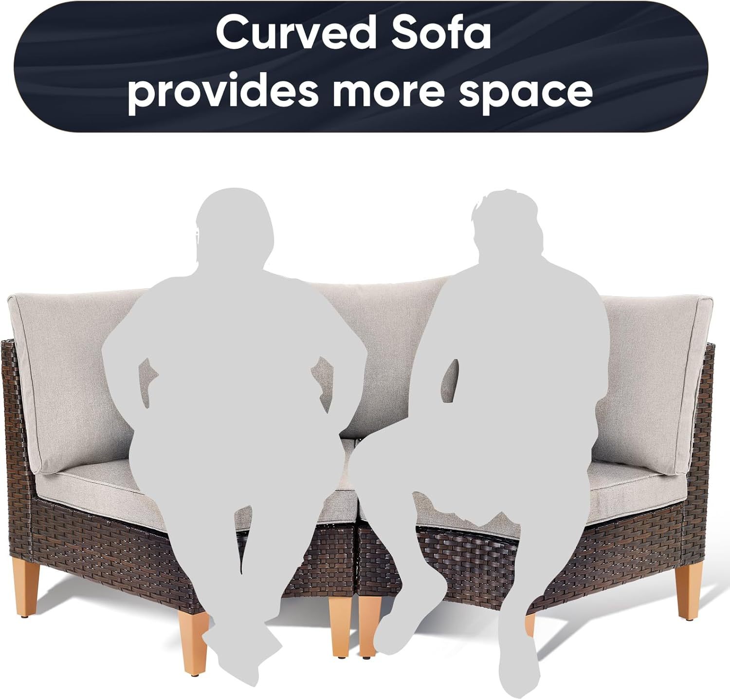 11 Pieces Outdoor Furniture Set,Outdoor Half-Moon Sectional Couches Swivel Patio Chairs with Ottomans Coffee Table,All Weather PE Wicker Patio Conversation Sets