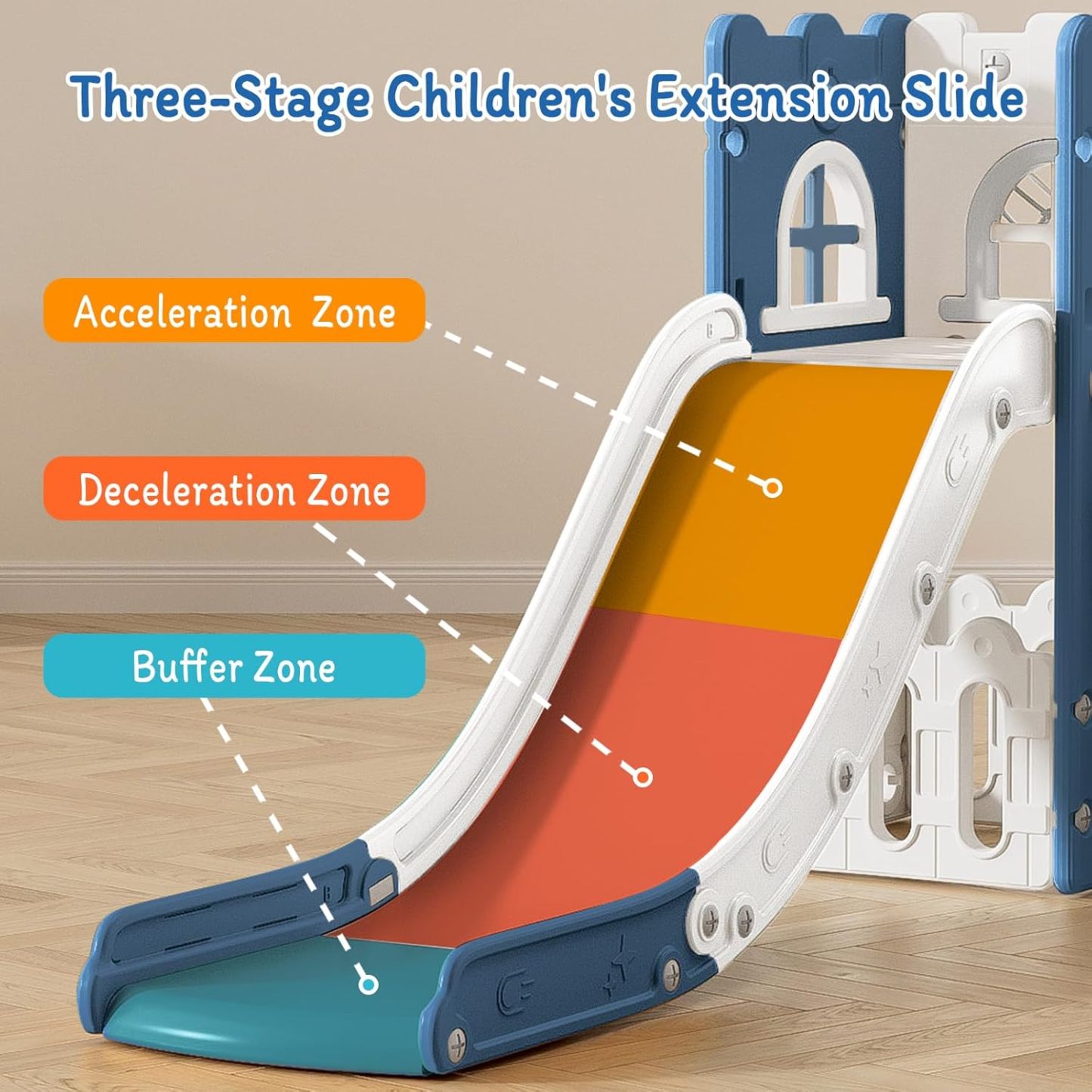 6 in 1 Toddler Slide for Toddler Age 1-3,Kids Climber Slider for Indoor Outdoor Playground with Basketball Hoop