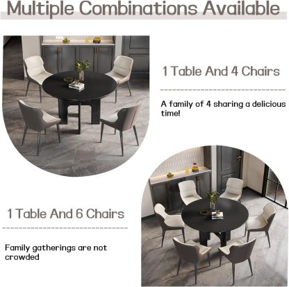 Round Dining Table Set for 4, Black Dining Room Table with 4 Chairs, Comfy Ergonomic Dining Chairs