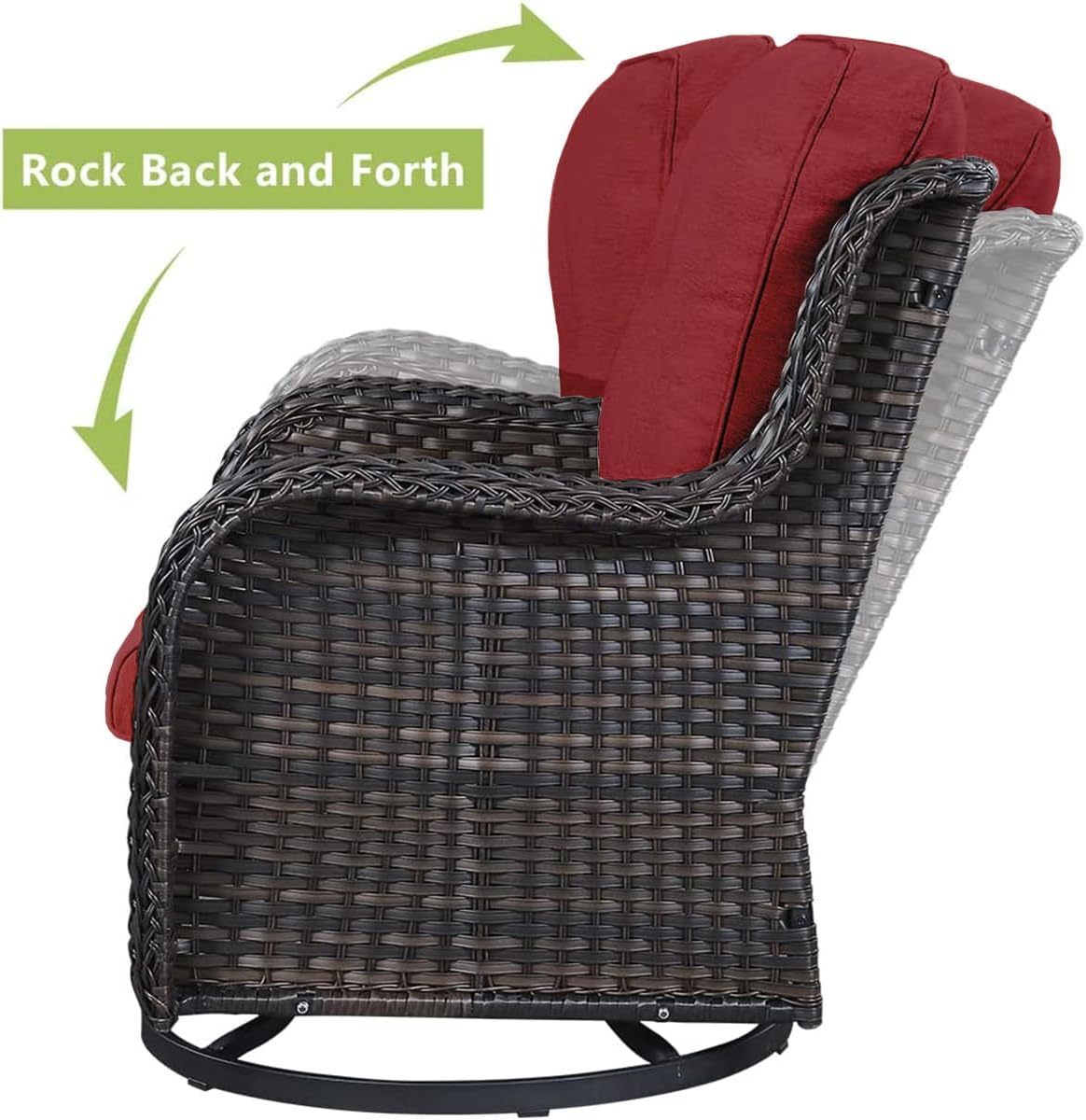 Outdoor Swivel Rocker Wicker Patio Chairs Set of 2