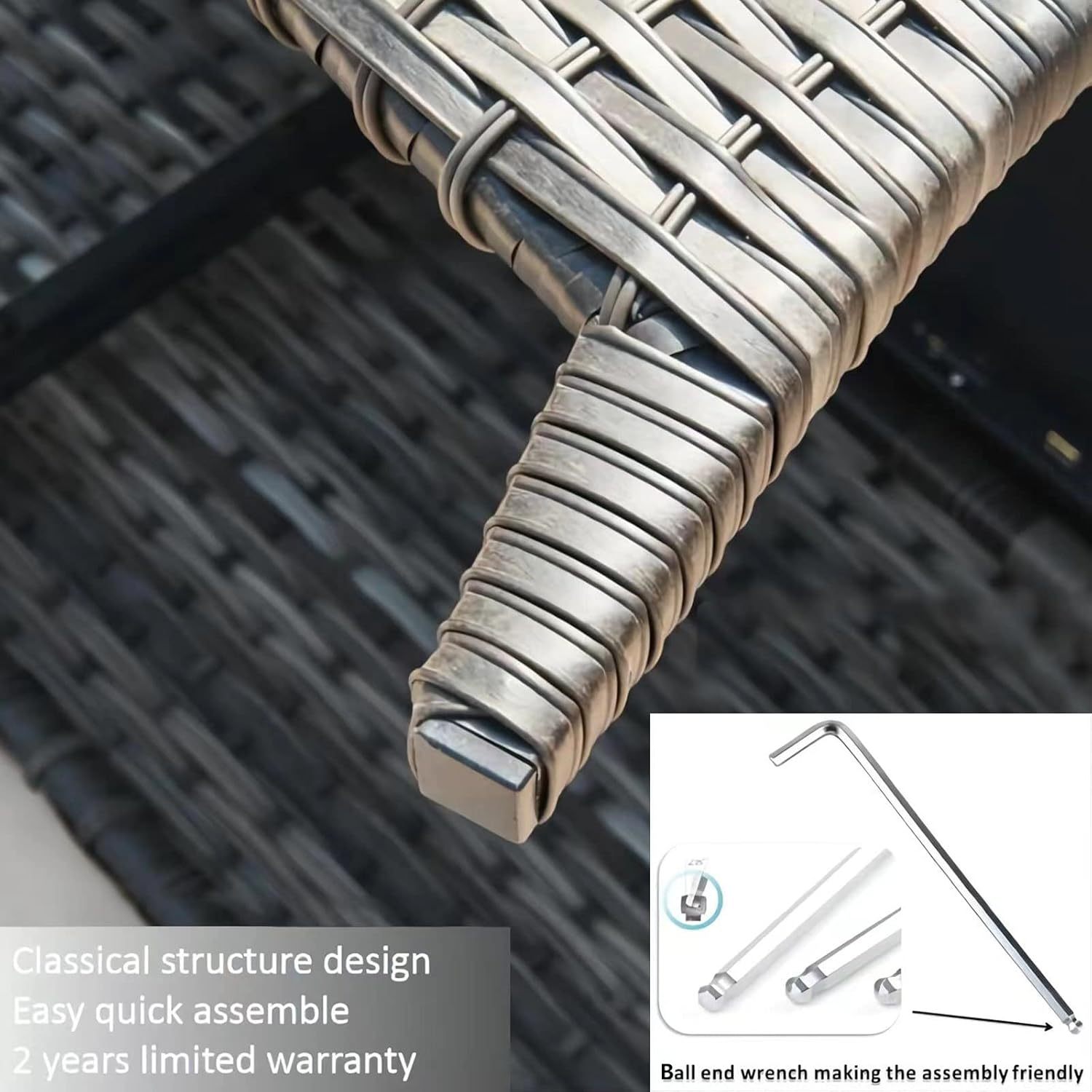 Outdoor Ottomans for Patio Set of 2 PE Wicker Steel Frame Outdoor Footstool for Patio, Backyard, Additional Seating, Side Tables with Removable Weather-Resistant Cushions