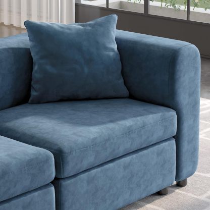 81.88" Blue Loveseat Sofa, Extra Width Sectional Sleeper Sofa with Armrest, Modular Sectional Sofa with Cushion and Removable Back Cushion