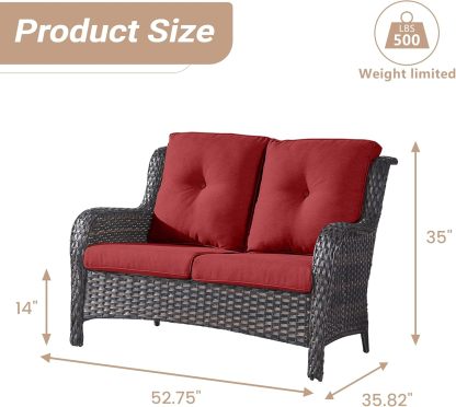 6 Pieces Outdoor Patio Furniture Set Wicker Swivel Patio Chairs with Ottomans 2 Seater