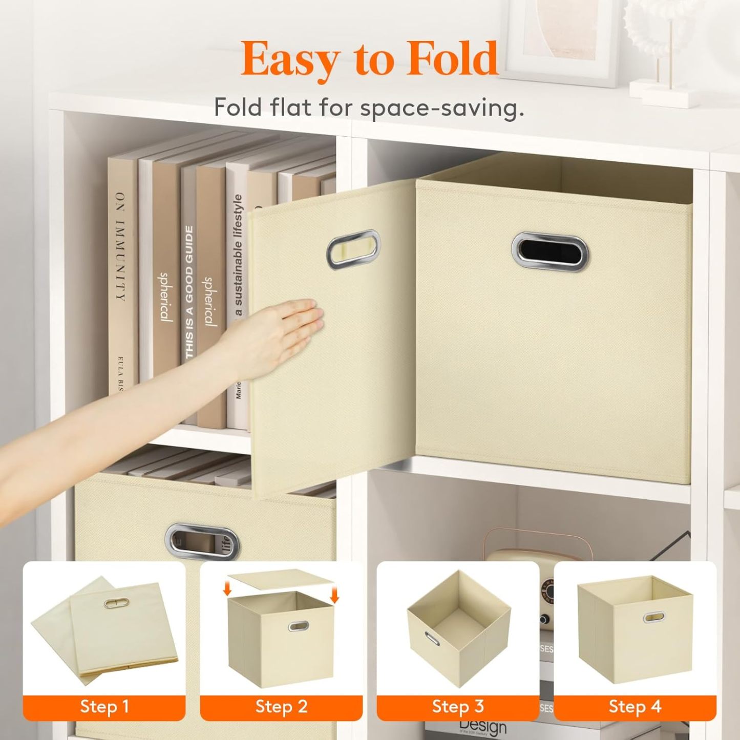 13 Inch Cube Storage Bins, 6 Packs Cube Storage Organizer, Foldable Decorative Fabric Storage Baskets